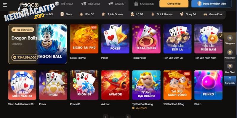 Những tựa game hấp dẫn nhất tại SOC88